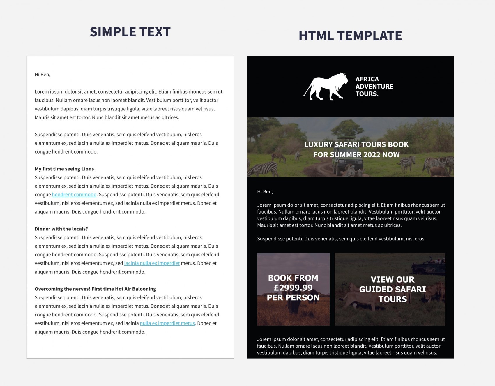 Simple Text Versus HTML Email Comparison