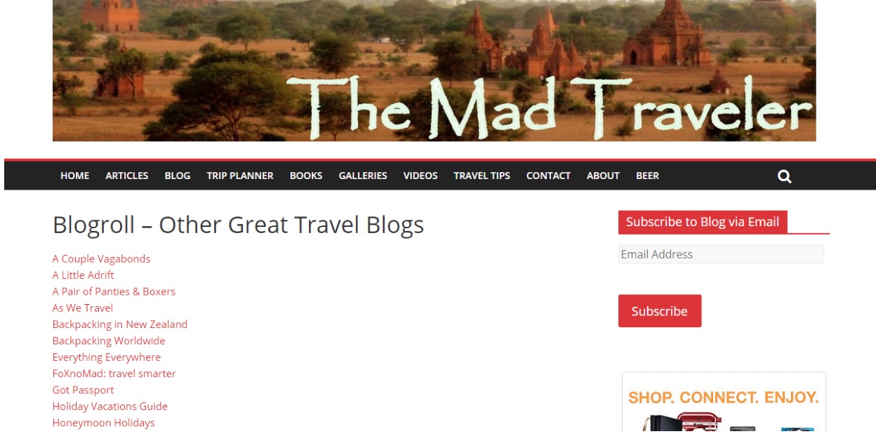 travel blog lists