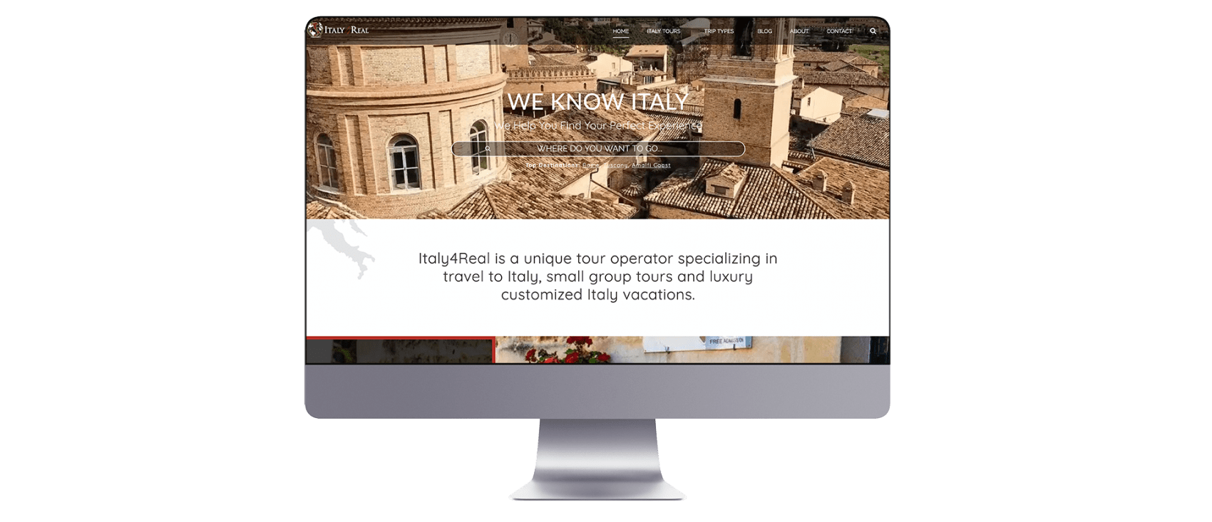 Italy4Real website design on mac
