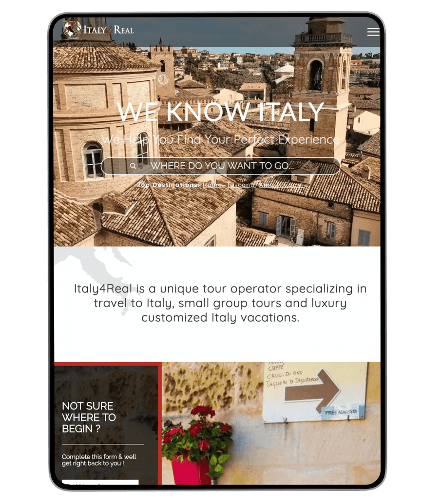 Italy4real website design on iPad