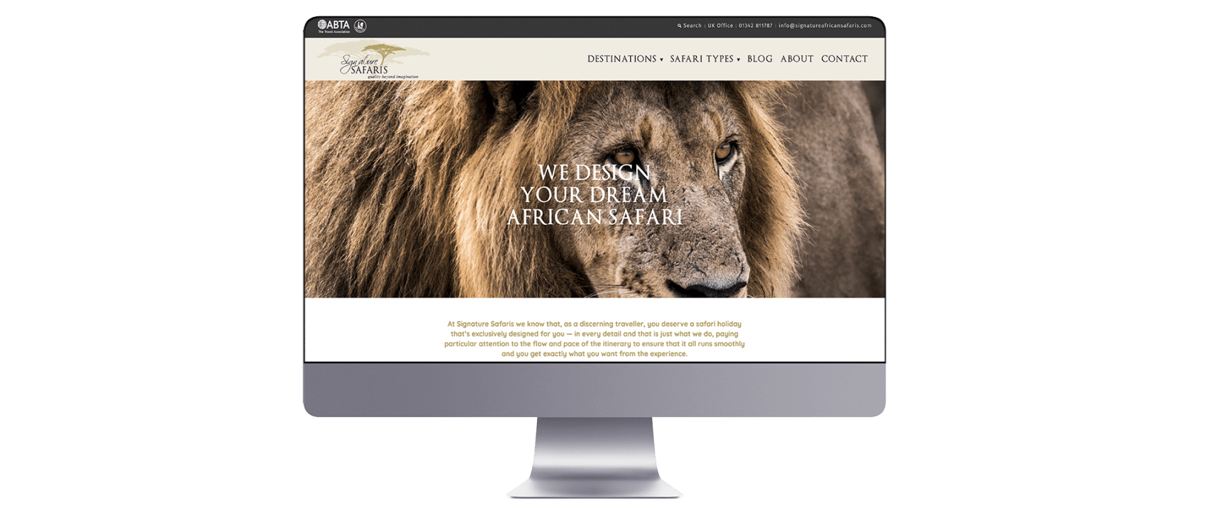 Signature safaris website design on Mac